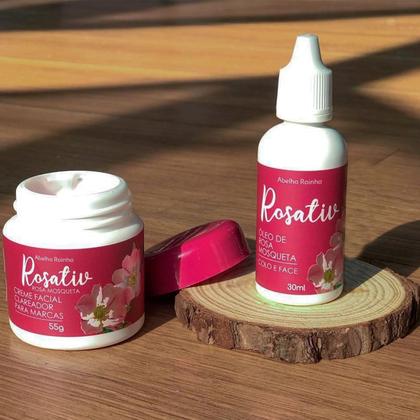 Imagem de Kit Rosativ skincare 1 Creme Facial Clareador Rosa Mosqueta 55g 1 Óleo De Rosa Mosqueta 30mL 1 Creme Regenerador Olhos 15g
