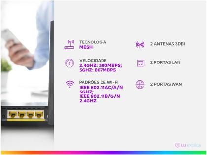 Imagem de Kit Roteador Mesh Tenda Nova MW3 867Mbps - 2 Antenas 4 Portas 2 Unidades
