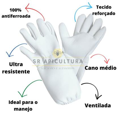 Imagem de Kit Roupa Apicultor Luva SR Antiferroão e S. Q. C/ Formao