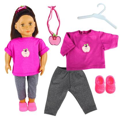 Imagem de Kit roupa boneca para our generation - maçã do amor - 5 pçs