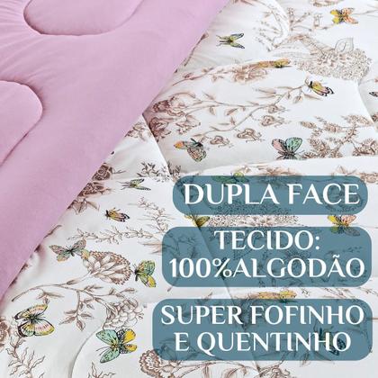 Imagem de Kit Roupa Cama Edredom King Size Kristen 100% Algodao Dupla Face Estampado QUALITY