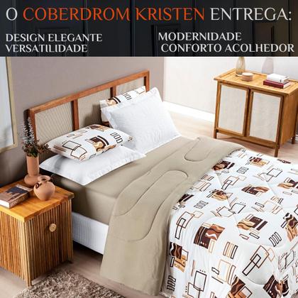Imagem de Kit Roupa Cama Edredom King Size Kristen 100% Algodao Dupla Face Estampado QUALITY