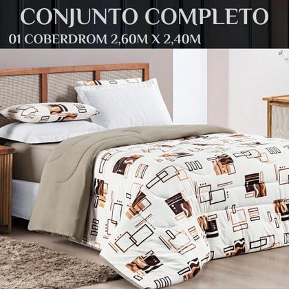 Imagem de Kit Roupa Cama Edredom King Size Kristen 100% Algodao Dupla Face Estampado QUALITY