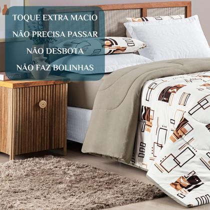Imagem de Kit Roupa Cama Edredom King Size Kristen 100% Algodao Dupla Face Estampado QUALITY