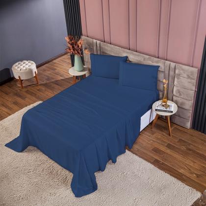 Imagem de Kit Roupa de Cama 400 Fios Casal 4 Peças Toque de Cetim