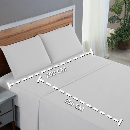Imagem de Kit Roupa de Cama Casal Percal 200 Fios 100% Algodão com Elástico e Fronhas 4 Peças
