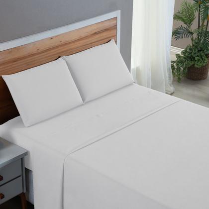 Imagem de Kit Roupa de Cama Casal Percal 200 Fios 100% Algodão com Elástico e Fronhas 4 Peças