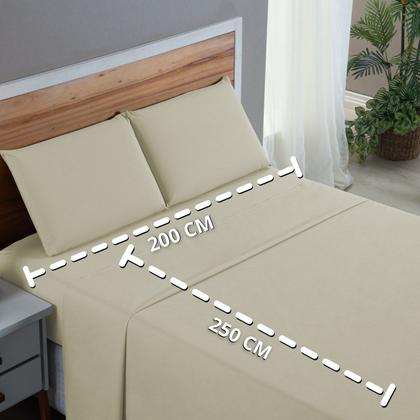 Imagem de Kit Roupa de Cama Casal Percal 200 Fios 100% Algodão com Elástico e Fronhas 4 Peças