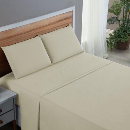 Imagem de Kit Roupa de Cama Casal Percal 200 Fios 100% Algodão com Elástico e Fronhas 4 Peças