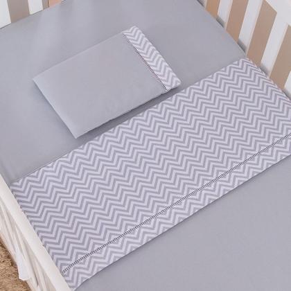 Imagem de Kit Roupa de Cama para Berço Desmontável Portátil Chiqueirinho 3 Peças Tecido Algodão Coleção Chevron