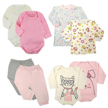 Imagem de Kit Roupas de Bebê 8 Peças Camiseta Body Longo e Mijão Promo