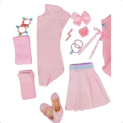 Imagem de Kit Roupas e Acessórias Ballet Clássico Infantil Rosa