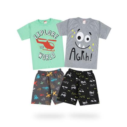 Imagem de Kit Roupas Masculinas Lote 4 Peças Roupa De Criança 2 Conjunto Infantil Menino