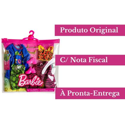 Imagem de Kit Roupas Roupinhas Fashion P/ Boneca Barbie Princesa C/ Acessórios Sapato E óculos - Original