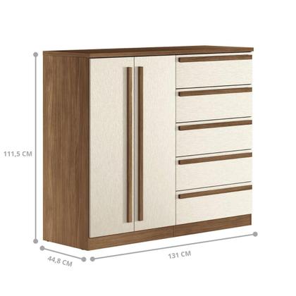 Imagem de Kit Roupeiro 6 Portas e Cômoda Sumaré Jatoba Areia
