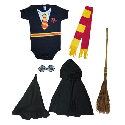 Imagem de Kit Roupinha Bebê Reborn Fantasia Bruxo Halloween Casa:Grifinória-