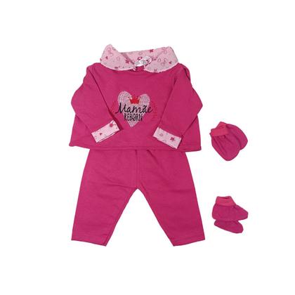 Imagem de Kit Roupinha Bebê Reborn Jardineira + Pijama 5 Peças Pink