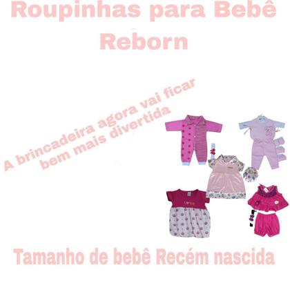 Imagem de Kit Roupinhas Bebê Reborn 5 Peças Conjunto Completo para Boneca Realista Infantil