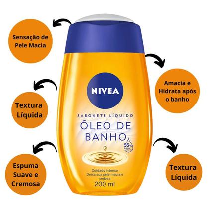 Imagem de Kit Sabonete Líquido Nivea Óleo de Banho Com 3 200ml