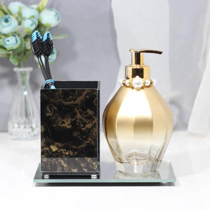 Imagem de Kit Saboneteira Porta Escova Dente Bandeja  Decoração