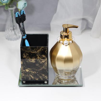 Imagem de Kit Saboneteira Porta Escova Dente Bandeja  Decoração