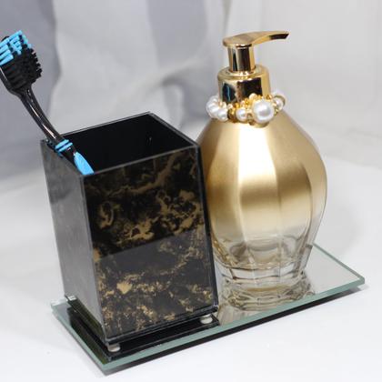 Imagem de Kit Saboneteira Porta Escova Dente Bandeja  Decoração