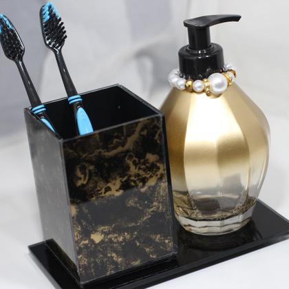Imagem de Kit Saboneteira Porta Escova Dente Bandeja  Decoração