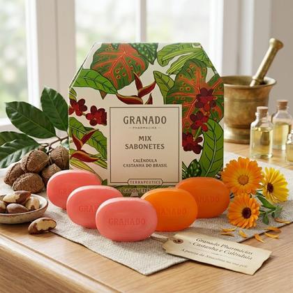 Imagem de Kit Sabonetes Granado Terrapeutics Calêndula e Castanha 6x90g