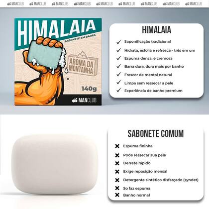 Imagem de Kit Sabonetes Masculino Em Barra MANCLUB  Himalaia  Aroma da Montanha Hortelã Laranja e Cedro  Limpa Hidrata e Esfolia Ingredientes Naturais