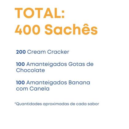 Imagem de Kit sabores sortidos gotas de chocolate, banana e cracker - 400 sachês