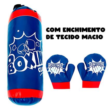 Imagem de Kit Saco Boxe Infantil Mini Saco De Pancada + Par De Luvas Macio Para Treinar