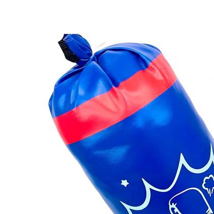 Imagem de Kit Saco Boxe Infantil Mini Saco De Pancada + Par De Luvas Macio Para Treinar