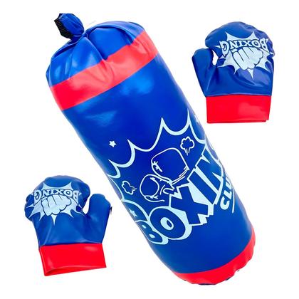 Imagem de Kit Saco Boxe Infantil Mini Saco De Pancada + Par De Luvas Macio Para Treinar