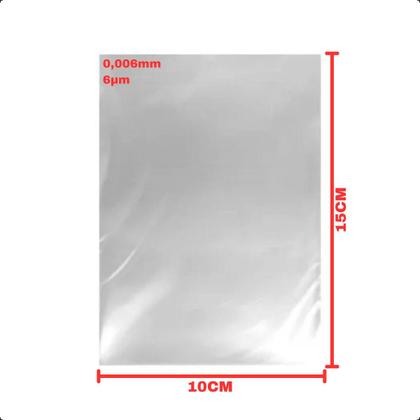 Imagem de Kit Saco Transparente Cristal Sem Aba PP BOPP Embalagem Saquinho Plástico Reforçado 10x15 - 50 Unidades