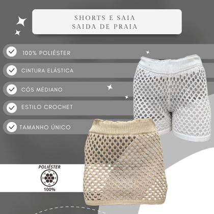 Imagem de Kit Saia ou Short Tricot Feminina com Bolsa Sacola de Praia Crochê