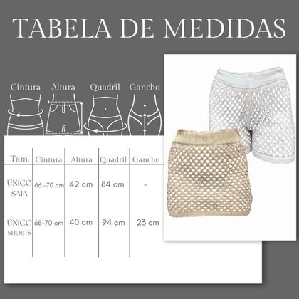 Imagem de Kit Saia ou Short Tricot Feminina com Bolsa Sacola de Praia Crochê