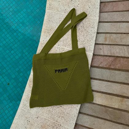 Imagem de Kit Saia ou Short Tricot Feminina com Bolsa Sacola de Praia Crochê