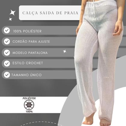 Imagem de Kit Saida de Praia Croche Bolsa Calça e Short Tricotr Moda Verão Tendência