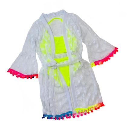 Imagem de Kit Saída De Praia Infantil E Biquíni Neon Meninas Novidade