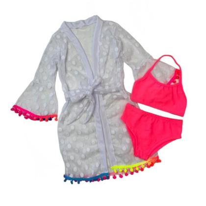 Imagem de Kit Saída De Praia Infantil E Biquíni Neon Meninas Novidade