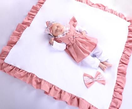 Imagem de Kit saida maternidade bebê menina rosê - zoe 04 peças