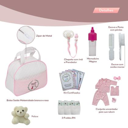 Imagem de Kit Saída Maternidade Bolsa Rosa E Roupas + Acessórios