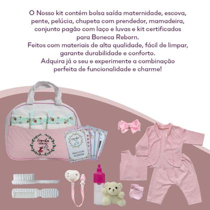 Imagem de Kit Saída Maternidade Bolsa Rosa E Roupas + Acessórios