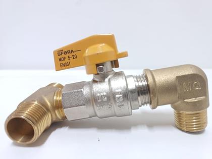 Imagem de kit saída parede gás encanado duplo rosca1/2 válvula fechar