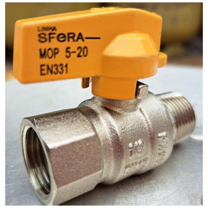 Imagem de kit saída parede gás encanado duplo rosca1/2 válvula fechar