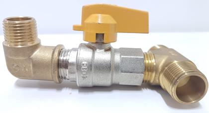 Imagem de kit saída parede gás encanado duplo rosca1/2 válvula fechar