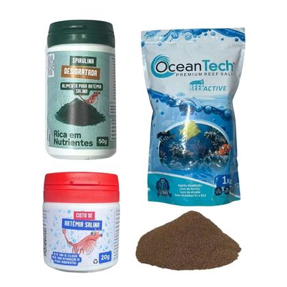 Imagem de Kit Sal Marinho Compressor de Ar Cisto de Artemia Spirulina