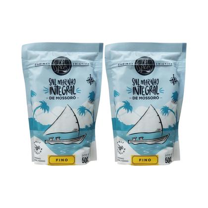 Imagem de Kit Sal Marinho Fino Integral de Mossoró Sem Antiumectante - BR Spices 2 Unidades 500g