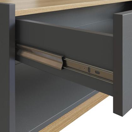 Imagem de Kit Sala Com Rack TV Até 75 Polegadas e Mesa Marrom Cinza
