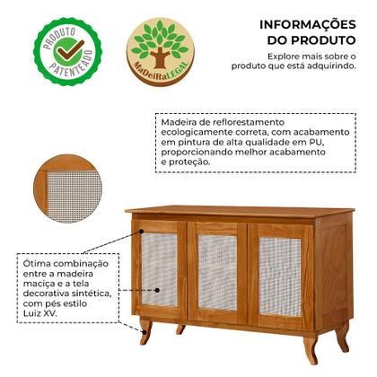 Imagem de Kit Sala de Jantar Cristaleira com Buffet 3 Portas em Madeira Maciça Acabamento Premium Castanho